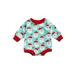 Canrulo Infant Baby Girl Boy Romper Santa Claus Print Long Sleeve Bodysuit Jumpsuit Fall Clothes Blue 12-18 Months