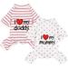 2-Pack Cotton Dog Pajamas Lightweight Dog Onesies for Small Medium Dogs and Cats Puppy Body Suits Cute Baby Dog Jumpsuit I Love My Mommy/Daddy Printed Pet Clothes Grey Stars/Red Stripes XL