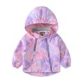 IROINNID Rain Jacket for Toddler Double Zipper Printed Zip Up Hoodede Jackets Windbreaker Boys And Girls Casual Coat Purple