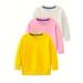 BERANMEY 3Pcs Girls Solid Color Long Sleeve Sweatshirt Loose Casual Pullover For Autumn Winter Oversized Sweatshirts for Girls Loose Fit Soft Cotton Fall Sweatshirt 1-10T