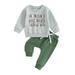 Diconna Baby Boys Pants Set Long Sleeve Letters Print Sweatshirt with Elastic Waist Sweatpants Christmas Clothes 2-3 Years