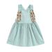 Ykohkofe Toddler Kids Baby Girls Summer Casual Sleeveless Back Embroidered Dress Party Princess Dress Clothes Baby Outfits Baby Bodysuit Take Home Outfit baby clothes