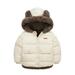 PURJKPU Toddler Boys Girls Fleece Jackets Fuzzy Warm Winter Outwear With Bear Ear Hoodie White 120