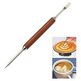 Coffee Art Pen Coffee Fancy Art Needle Barista Tool Wood Handle Stainless Decorating Coffee Art Needle