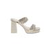 Dolce Vita Mule/Clog: Slip On Chunky Heel Casual Ivory Print Shoes - Women's Size 7 1/2 - Open Toe