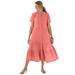 Plus Size Women's Button-Front Tiered Dress by Woman Within in Sweet Coral (Size 24 W)