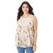 Plus Size Women's Angel Chiffon Blouse by Roaman's in Yellow Watercolor Floral (Size 34 W) Top