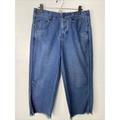 Free People Jeans | Free People Womens Medium Wash Frayed Hem Capri Jeans Size 25 | Color: Blue | Size: 25