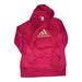 Adidas Tops | Adidas Women's Warm Pullover Hoodie Sweatshirt Pockets Spellout Logo | Color: Pink | Size: L