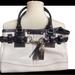 Coach Bags | Coach Hampton F13084 White Leather Carryall Braid Accent Handbag Purse | Color: Black/White | Size: 8” H X 12.5” W X 3.5” D