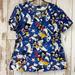 Disney Tops | Disney, Americana Mickey Mouse Faux Wrap Scrub Top. Size Xl. Excellent Cond! | Color: Blue/White | Size: Xl