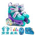 Jemora Flash Skating Shoes Kids Beginner Roller Skating Shoes Set Children Skates with Kneepad Elbow Pads Helmet Roadblock Backpack Roller Skates