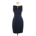 DKNY Casual Dress - Sheath Keyhole Sleeveless: Blue Solid Dresses - Women's Size 2