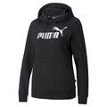 PUMA Women's Ess+ Metallic Logo Hoodie Tr Sweat, Puma Black-metallic Silver, XS UK