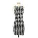 Shein Casual Dress - Bodycon Crew Neck Sleeveless: Black Houndstooth Dresses - Women's Size Small
