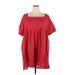 Suzanne Betro Casual Dress - Shift Square Short sleeves: Red Print Dresses - Women's Size 4X