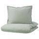 IKEA BERGPALM Duvet Cover and 2 Pillowcases, 240x220/50x60 cm, Green/Stripe