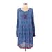 Southern Tide Casual Dress - Shift Tie Neck Long sleeves: Blue Dresses - New - Women's Size Medium