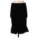 Express Formal Midi Skirt Calf Length: Black Solid Bottoms - Women's Size Small