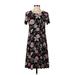 Old Navy Casual Dress - A-Line Crew Neck Short sleeves: Black Print Dresses - Women's Size X-Small