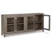 80 Inch Sideboard Accent Cabinet, 4 Glass Doors, 2 Shelves, Warm Gray