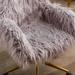 Grey Faux Fur Home Office Chair,Fluffy Chair For Girls,Makeup Chair