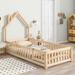 Twin Size Stylistic House-Shaped Headboard Floor Platform Bed With Fence,Kids Bedroom Set