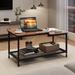 2-Tier Industrial Rectangle Coffee Table with Mesh Shelf Metal