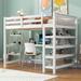 Full Size Traditional Loft Bed With Storage Shelves And Under-bed Desk,Stable Guardrails,Kids Bedroom Set