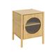 Night Stands Bedside Tables With Corrugated Glass Door, Mid Century Modern Nightstand End Tables With Adjustable Storage Shelf
