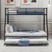 Twin Over Full Bunk Bed With Twin Size Trundle,Two-Side Ladders