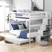 Full Over Full Bunk Bed 3 Beds In 1 With Trundle And Staircase,Optimize Storage Space,Kids Bedroom Sets