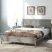 Queen Grey Simple Slat Platform Bed Solid Wood