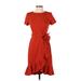 Calvin Klein Casual Dress - Wrap: Orange Print Dresses - Women's Size 2