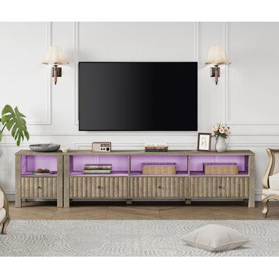 Wrought Studio™ 2-in-1 Tv Stand w/ 16 Color Led Light, Modern Tv Entertainment Center For 55-85 Inch Tv | 19.7 H x 70 W x 15.6 D in | Wayfair