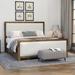 Latitude Run® Full Size Upholstered Platform Bed w/ Wood Frame & 4 Drawers, Natural Wooden+Beige Fabric Upholstered in Brown | Wayfair