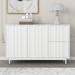 Latitude Run® Wave Pattern Storage Cabinet w/ 2 Doors & 2 Drawers-29.5" H x 47.2" W x 15.7" D Wood in White | 29.5 H x 47.2 W x 15.7 D in | Wayfair