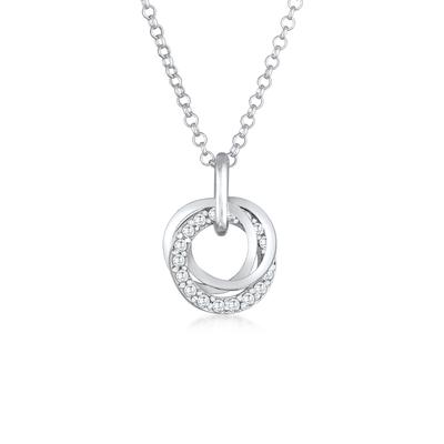 Kette mit Anhänger ELLI "Kreis Ringe Zirkonia 925 Silber" Gr. 45, silber, Halsketten, Damen, 45, ohne Stein, Silber 925 (Sterlingsilber), L: 45cm Image