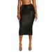 Liquid Faux Suede Strapless Midi Pencil Skirt