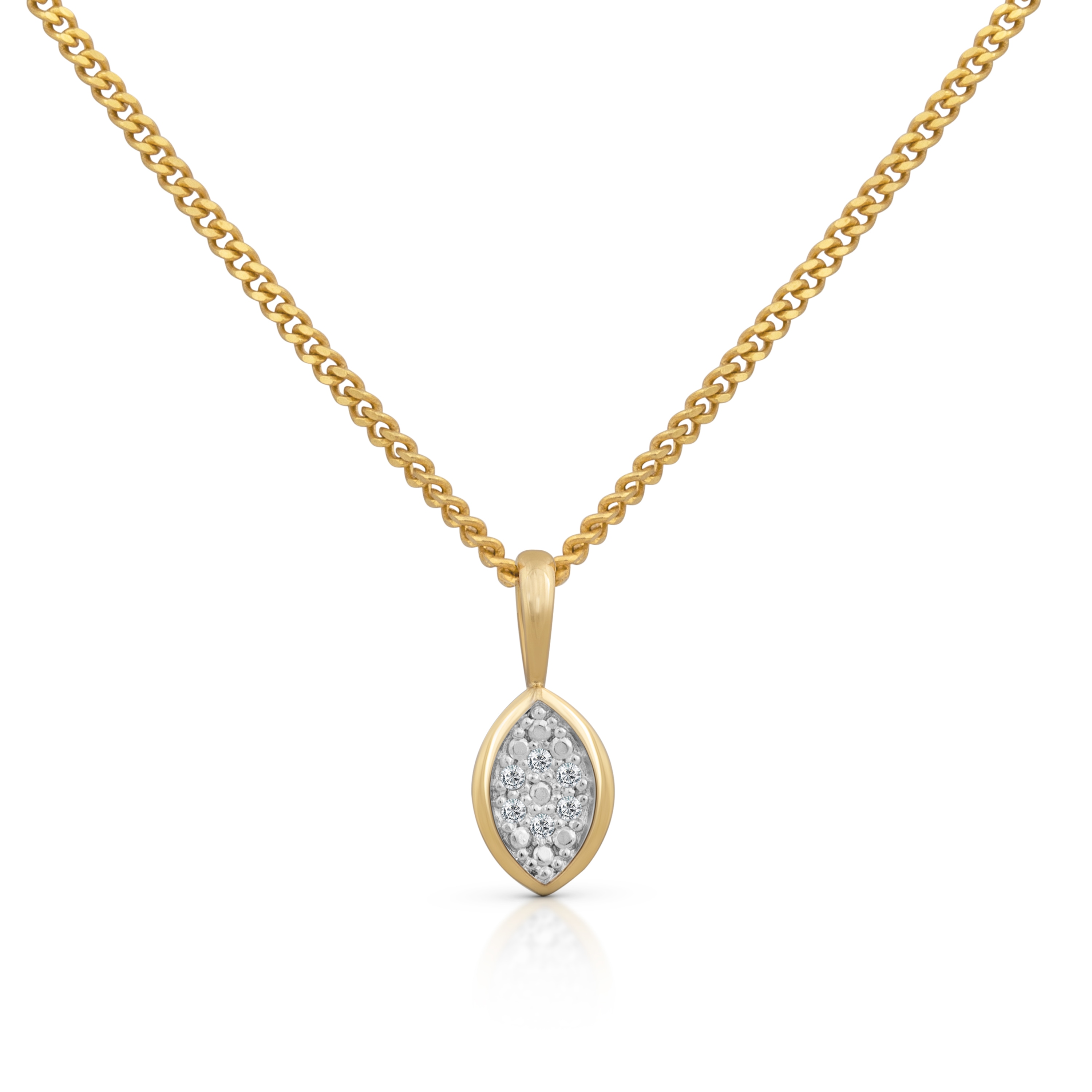 Kette mit Anhänger OROLINO "Gold 585 mit 6 natürlichen Brillanten zus. 0,03ct.", gelb, Halsketten, Damen, 42/45cm, 0,03, Gold, L: 45 B: 6mm, glänzend, B:6mm