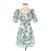 MNG Casual Dress - Mini Boatneck Short sleeves: Blue Print Dresses - New - Women's Size 2