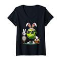 Damen Lustiger Peace Handball Tennis Kinder Damen Herren Ostern Tennis T-Shirt mit V-Ausschnitt