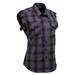 Milwaukee Leather MNG21624 Women s Flannel Black/Purple Button Down Sleeveless Cut Off Shirt w/ Frill Arm X-Small