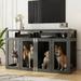 ChVans Large Double Dog Crate Furniture 53 Wooden Dog Crate Furniture with Divider Panel & Open Storage Drawers XL-XXL Heavty Duty Dog Crates Furniture for 2 Medium or Large Dogs Dog Cage TV Stand