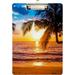 Wellsay Palm Tree Beach Sunset Summer Clipboards for Kids Student Women Men Letter Size Plastic Low Profile Clip 9 x 12.5 in Sliver Clip