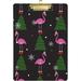 Wellsay Merry Christmas Flamingo Tree Snowflakes Clipboards for Kids Student Women Men Letter Size Plastic Low Profile Clip 9 x 12.5 in Golden Clip