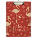 Wellsay Merry Christmas Flamingo Snowflakes Red Clipboards for Kids Student Women Men Letter Size Plastic Low Profile Clip 9 x 12.5 in Silver Clip