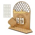 KQJQS Ramadan Countdown Calendar with DIY Decorations 30-Day Wooden Ramadan Eid Calendar Decorations