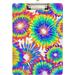 Wellsay Tie Dye Rainbow Circle Clipboards for Kids Student Women Men Letter Size Plastic Low Profile Clip 9 x 12.5 in Silver Clip