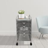 Miumaeov Metal Rolling File Carts with Wheels Rolling File Cart with Drawers Free-Standing File Holder for Office School